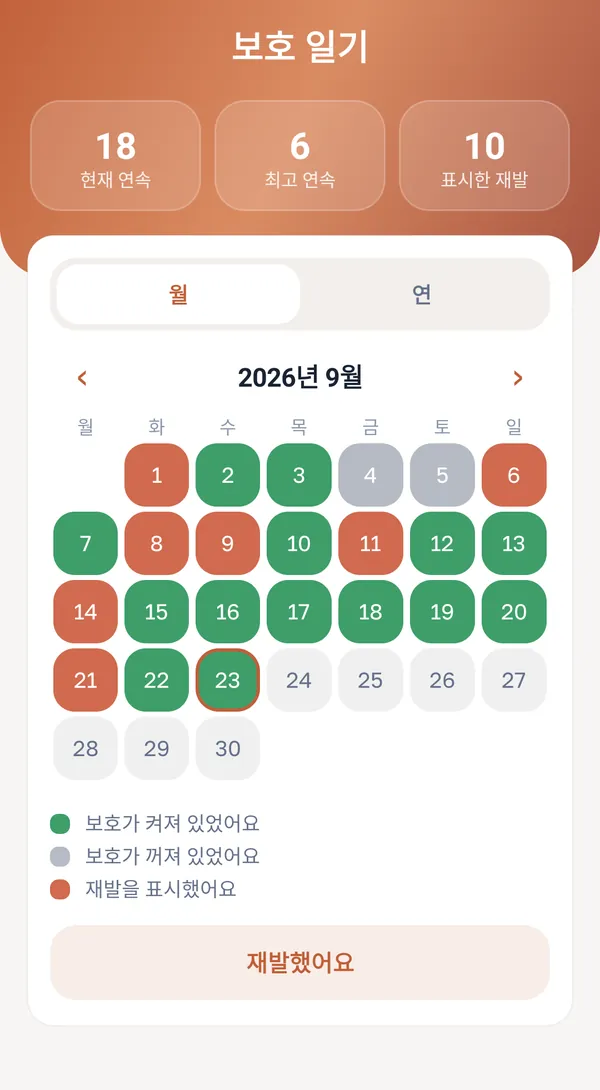 달력과 연속 기록
